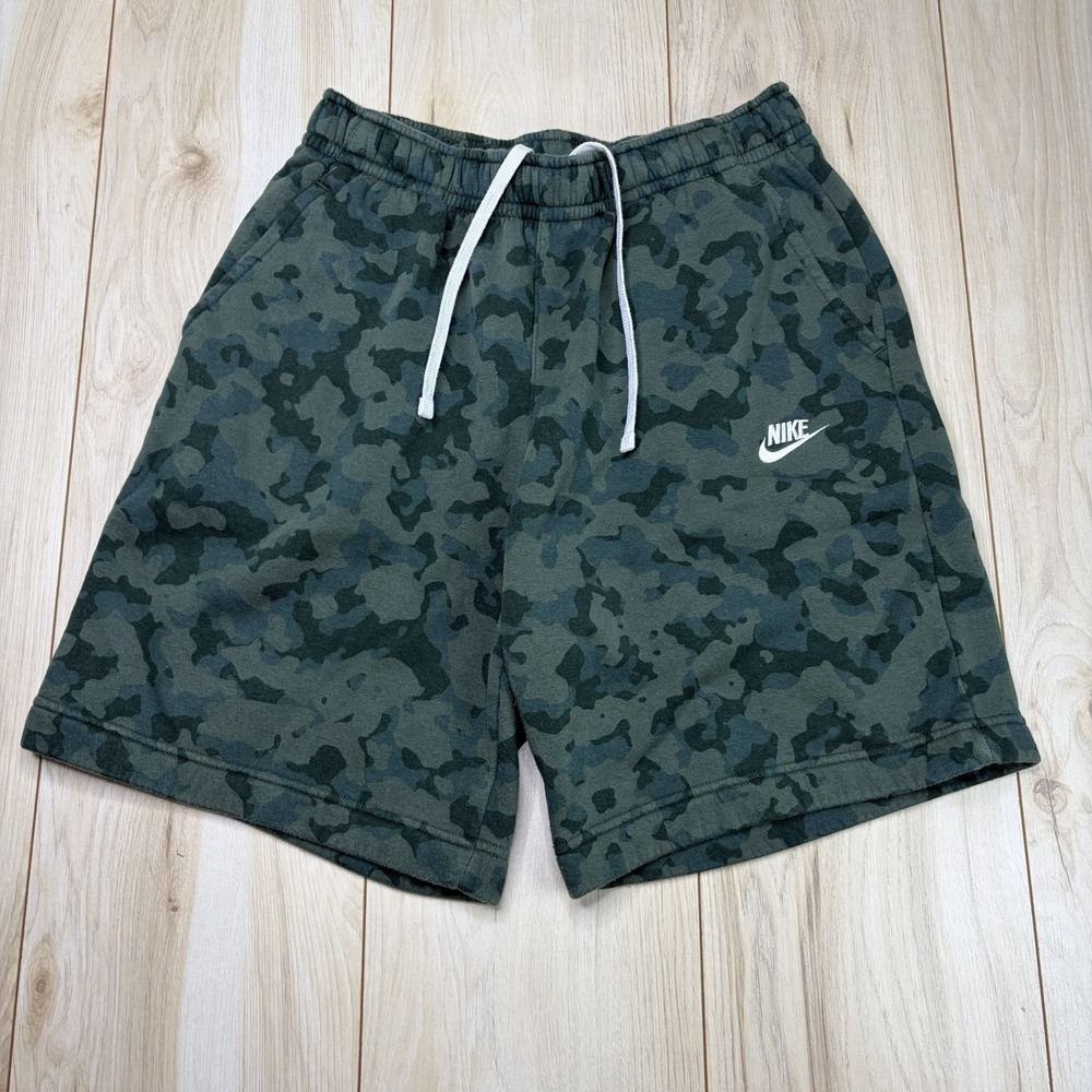Nike Sportswear Fleece Club Camo Green Shorts Mens Medium M